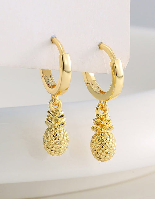 Load image into Gallery viewer, Copper Plating 18K Gold Cute Pineapple Earrings 2668south
