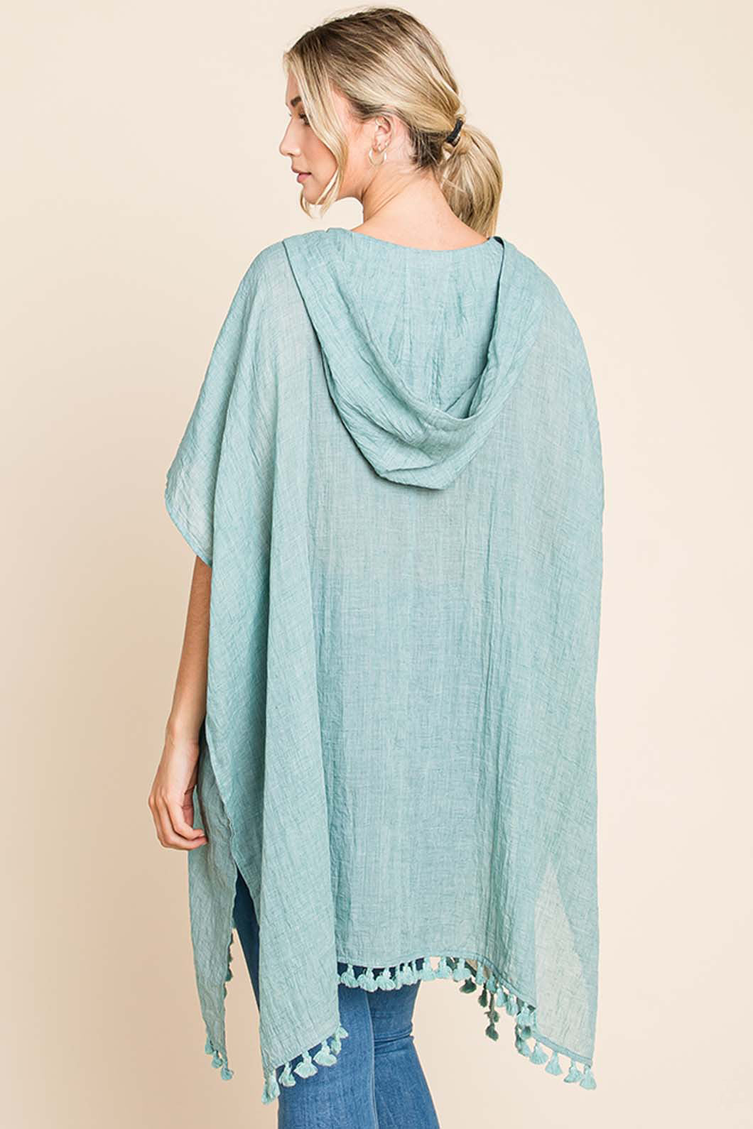 Cotton Bleu by Nu Label Tassel Hem Hooded Cover Up 2668south