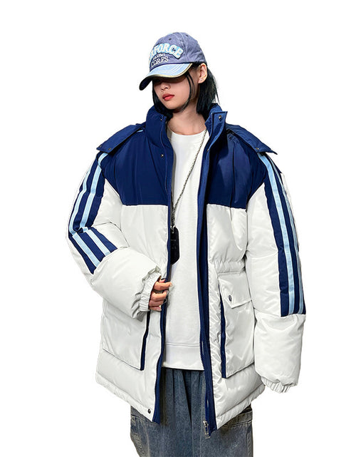 Load image into Gallery viewer, Cotton-padded Coat Large Striped Style With Pockets Color Matching 2668south
