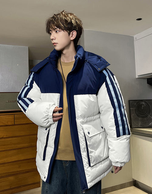 Load image into Gallery viewer, Cotton-padded Coat Large Striped Style With Pockets Color Matching 2668south
