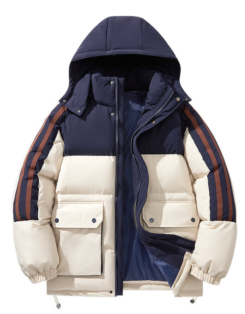 Load image into Gallery viewer, Cotton-padded Coat Large Striped Style With Pockets Color Matching 2668south
