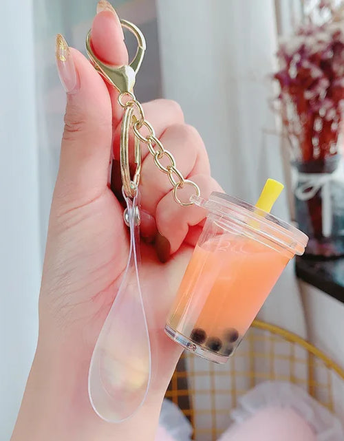 Load image into Gallery viewer, Creative Floating Unicorn Milk Tea Cup Bottle Keychain Cute Fruit Daisy Cat Bubble Tea Quicksand Sequins Liquid Car Keys Chain 2668south
