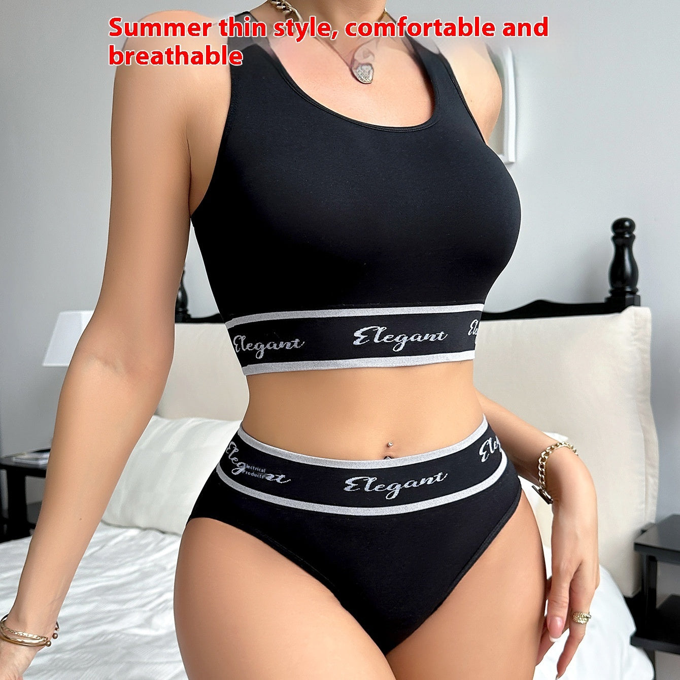 Cross-border Underwear Suit Push Up Breast Holding Top Support Full Cup Sport Letters Bra 2668south