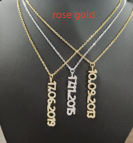 Customized 6mm Zircon Date Necklace Number Birth Year Birthday 2668south