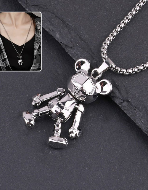 Load image into Gallery viewer, Cute Bear Necklace Fashion Personality Hip-hop Pendant Couple Versatile Fall Winter Sweater Chain Men Women Jewelry 2668south
