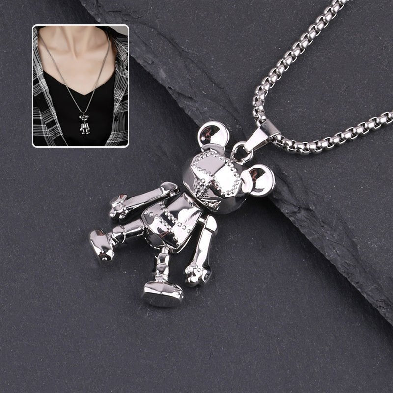 Cute Bear Necklace Fashion Personality Hip-hop Pendant Couple Versatile Fall Winter Sweater Chain Men Women Jewelry 2668south