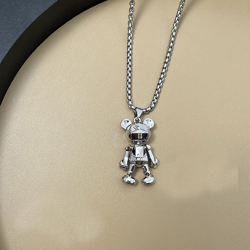 Cute Bear Necklace Fashion Personality Hip-hop Pendant Couple Versatile Fall Winter Sweater Chain Men Women Jewelry 2668south