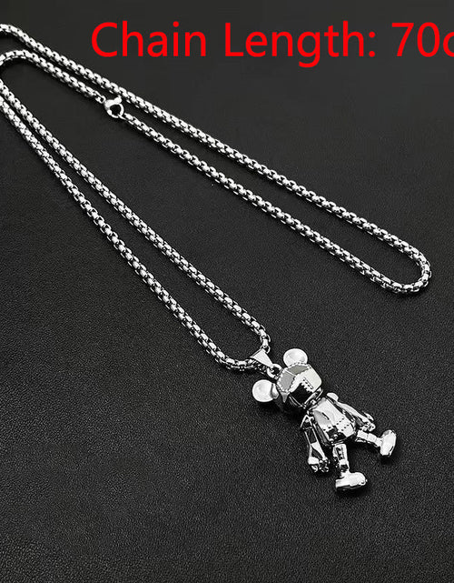 Load image into Gallery viewer, Cute Bear Necklace Fashion Personality Hip-hop Pendant Couple Versatile Fall Winter Sweater Chain Men Women Jewelry 2668south
