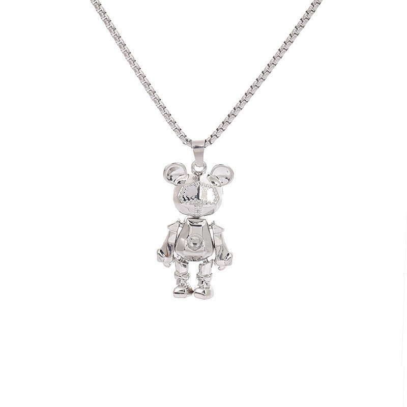 Cute Bear Necklace Fashion Personality Hip-hop Pendant Couple Versatile Fall Winter Sweater Chain Men Women Jewelry 2668south