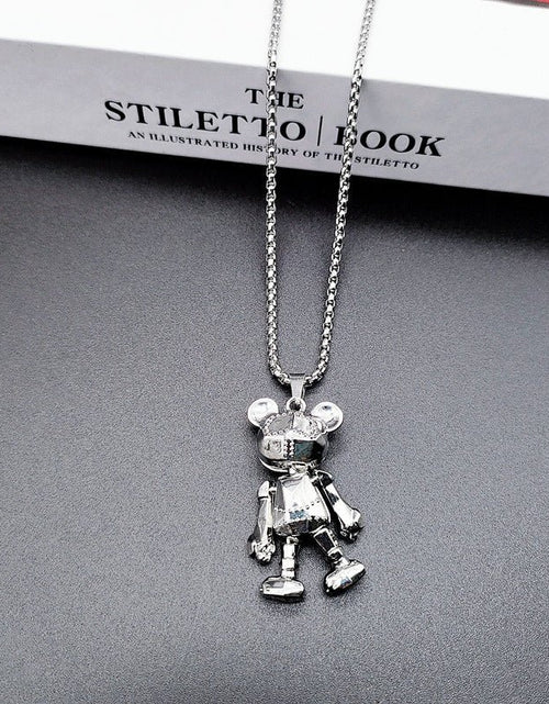 Load image into Gallery viewer, Cute Bear Necklace Fashion Personality Hip-hop Pendant Couple Versatile Fall Winter Sweater Chain Men Women Jewelry 2668south
