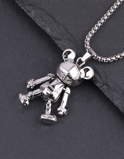 Load image into Gallery viewer, Cute Bear Necklace Fashion Personality Hip-hop Pendant Couple Versatile Fall Winter Sweater Chain Men Women Jewelry 2668south
