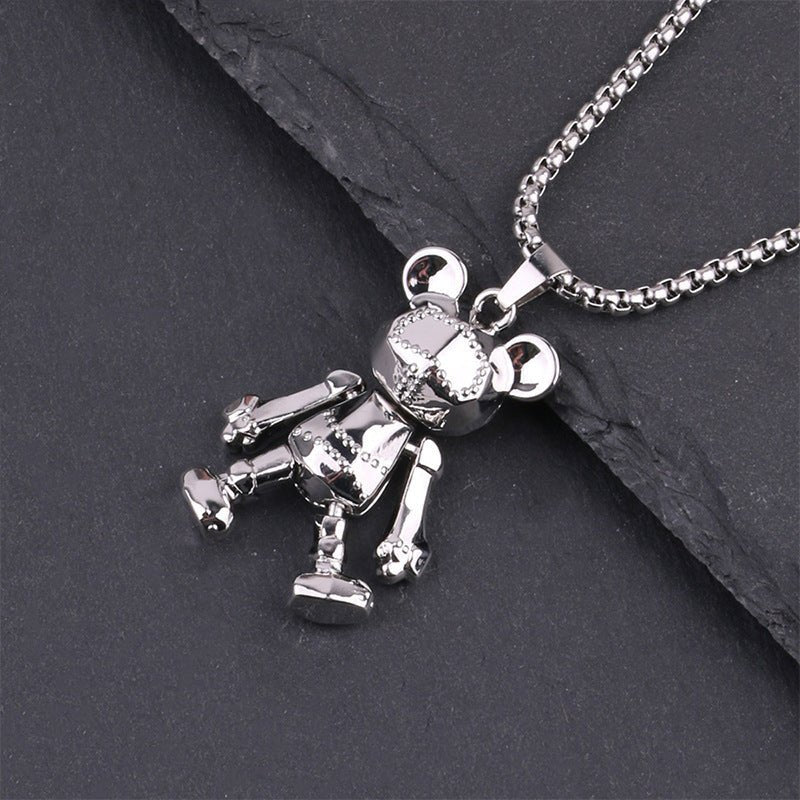 Cute Bear Necklace Fashion Personality Hip-hop Pendant Couple Versatile Fall Winter Sweater Chain Men Women Jewelry 2668south