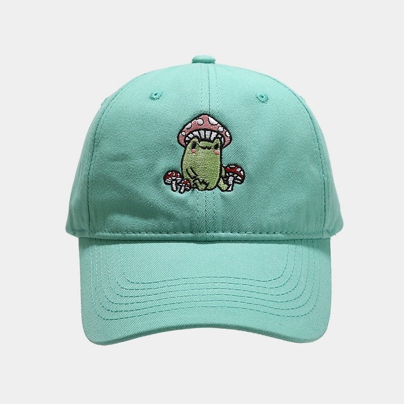 Cute Cartoon Frog Mushroom Embroidered Baseball Cap 2668south