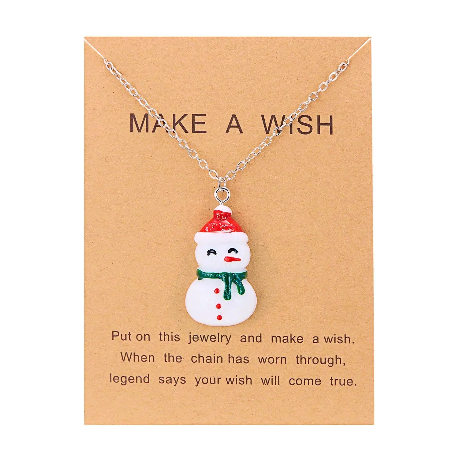 Cute Cartoon Resin Necklace Christmas Snowman Santa Claus Pendant Clavicle Chain Necklace For Women Jewelry 2668south