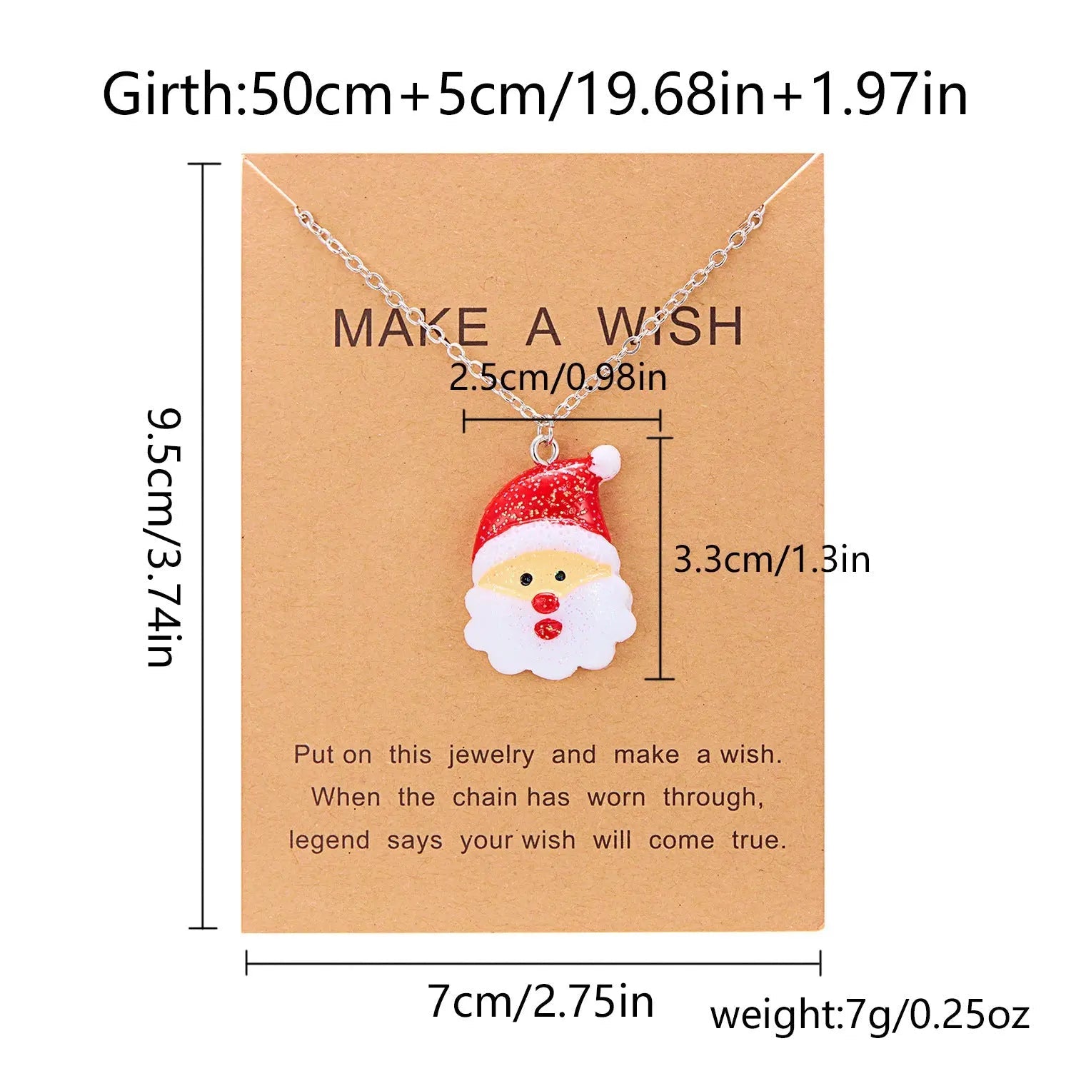 Cute Cartoon Resin Necklace Christmas Snowman Santa Claus Pendant Clavicle Chain Necklace For Women Jewelry 2668south