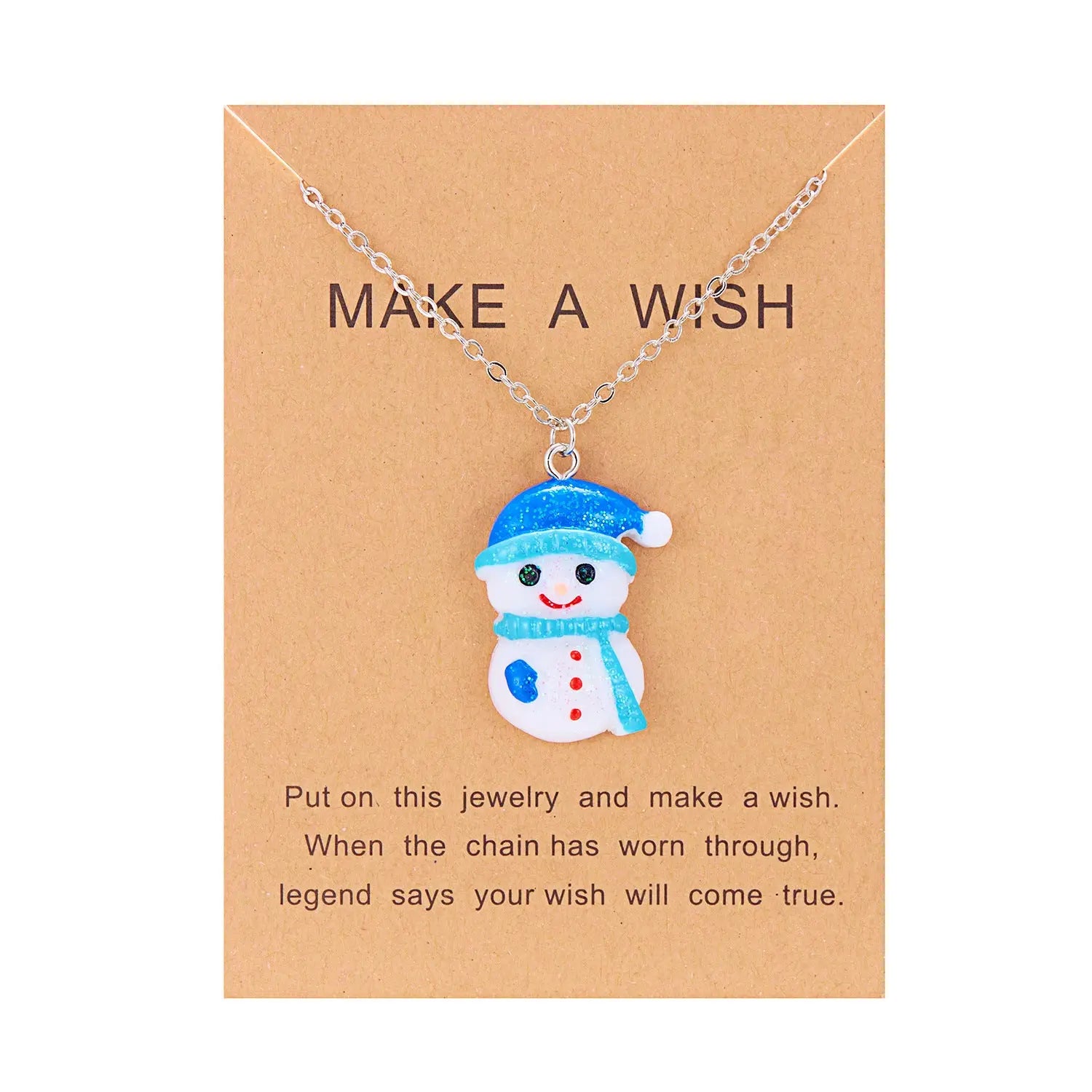 Cute Cartoon Resin Necklace Christmas Snowman Santa Claus Pendant Clavicle Chain Necklace For Women Jewelry 2668south