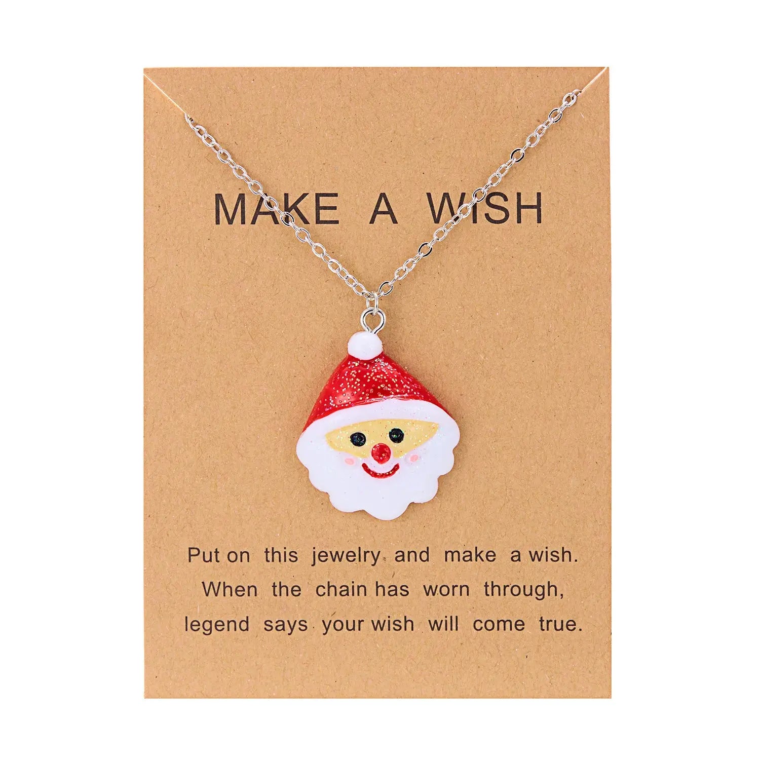 Cute Cartoon Resin Necklace Christmas Snowman Santa Claus Pendant Clavicle Chain Necklace For Women Jewelry 2668south