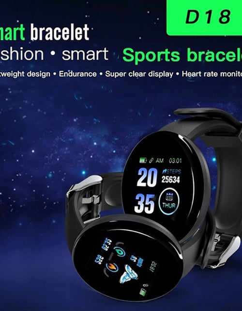 Load image into Gallery viewer, D18 Bluetooth Smart Watch, Men Women Blood Pressure Heart Rate Monitor Smart Watch, Pedometer Sport Tracker Smart Band For Android IOS 2668south
