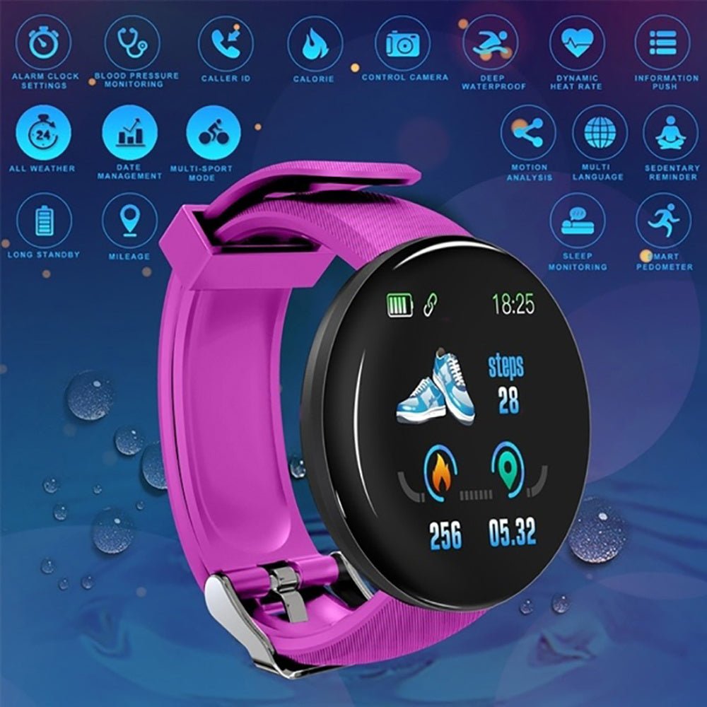 D18 Bluetooth Smart Watch, Men Women Blood Pressure Heart Rate Monitor Smart Watch, Pedometer Sport Tracker Smart Band For Android IOS 2668south