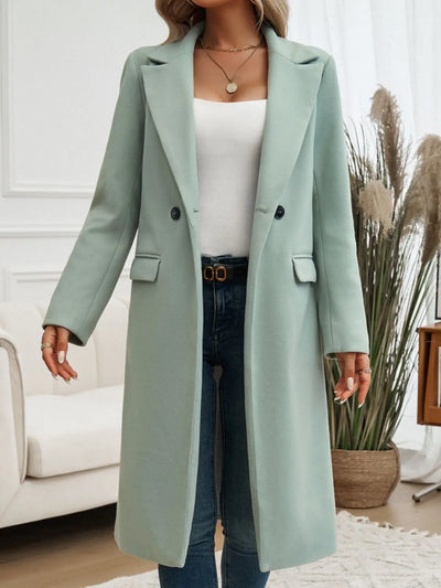 Devine Pocketed Collared Neck Long Sleeve Coat 2668south