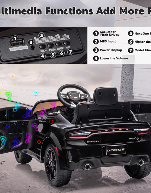 Load image into Gallery viewer, Dodge Electric Ride on Cars for Kids, 12 V Licensed Dodge Charger SRT Powered Ride on Toys Cars with Parent Remote Control, Electric Car for Girls 3-5 W/Music Player/Led Headlights/Safety Belt, Black 2668south
