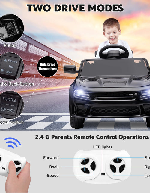 Load image into Gallery viewer, Dodge Electric Ride on Cars for Kids, 12 V Licensed Dodge Charger SRT Powered Ride on Toys Cars with Parent Remote Control, Electric Car for Girls 3-5 W/Music Player/Led Headlights/Safety Belt, Black 2668south
