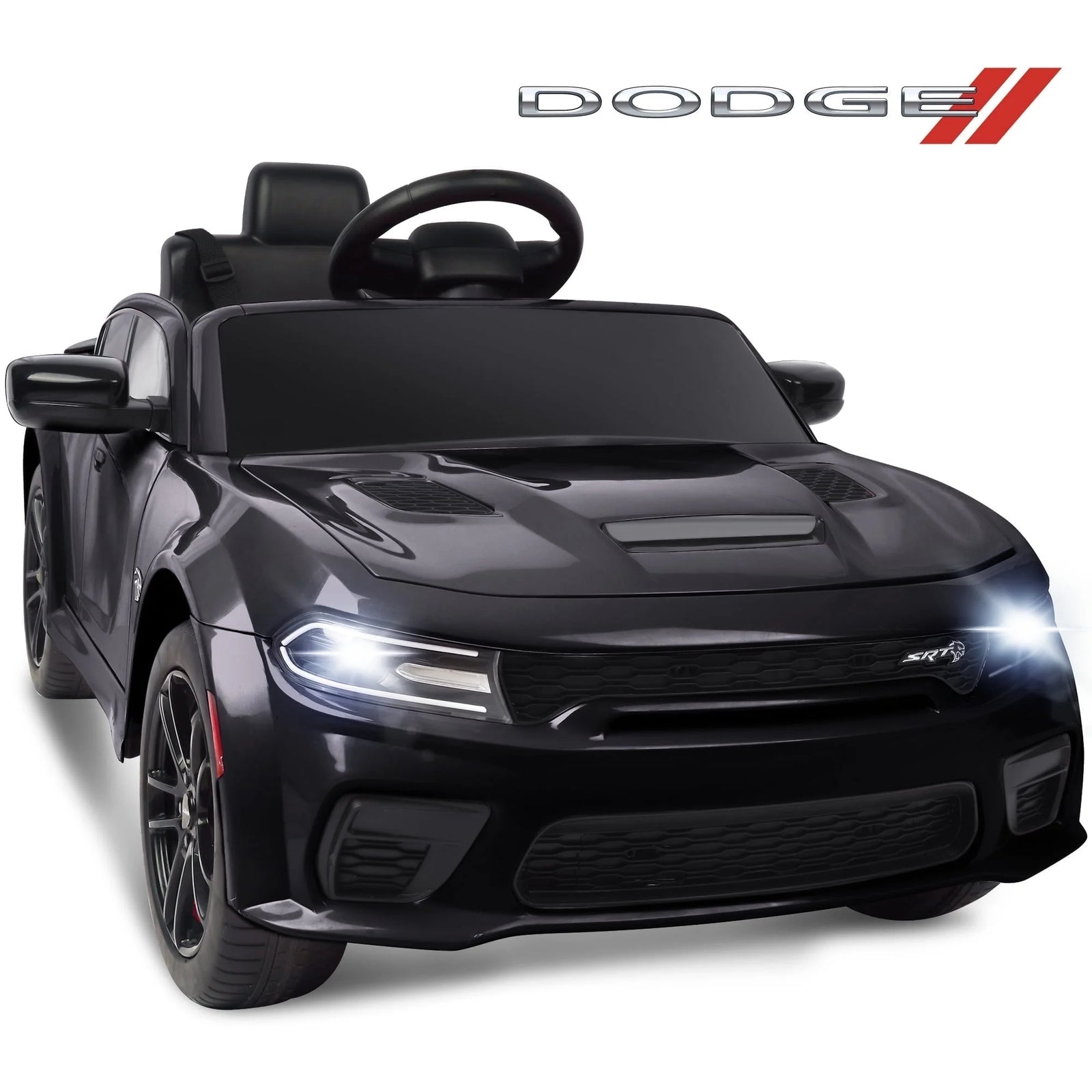 Dodge Electric Ride on Cars for Kids, 12 V Licensed Dodge Charger SRT Powered Ride on Toys Cars with Parent Remote Control, Electric Car for Girls 3-5 W/Music Player/Led Headlights/Safety Belt, Black 2668south