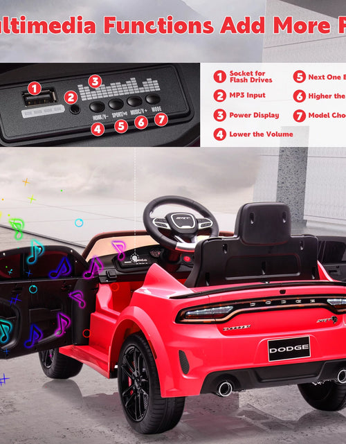 Load image into Gallery viewer, Dodge Electric Ride on Cars for Kids, 12V Licensed Dodge Charger SRT Powered Ride on Toys Cars with Parent Remote Control, Electric Car for Girls 3-5 W/Music Player/Led Headlights/Safety Belt, Red 2668south
