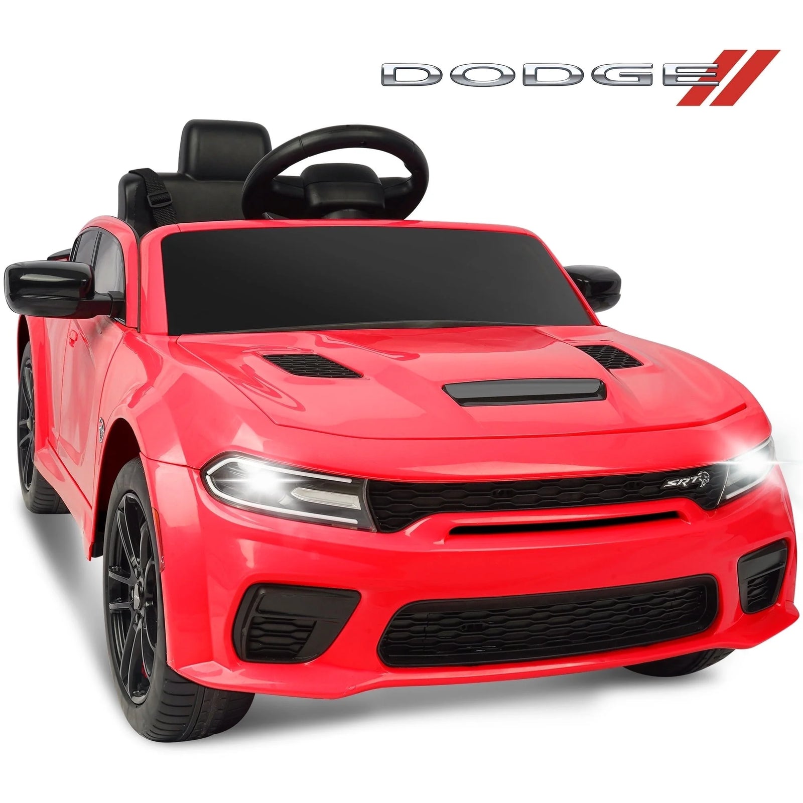 Dodge Electric Ride on Cars for Kids, 12V Licensed Dodge Charger SRT Powered Ride on Toys Cars with Parent Remote Control, Electric Car for Girls 3-5 W/Music Player/Led Headlights/Safety Belt, Red 2668south