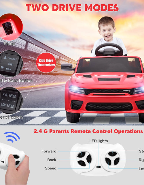 Load image into Gallery viewer, Dodge Electric Ride on Cars for Kids, 12V Licensed Dodge Charger SRT Powered Ride on Toys Cars with Parent Remote Control, Electric Car for Girls 3-5 W/Music Player/Led Headlights/Safety Belt, Red 2668south
