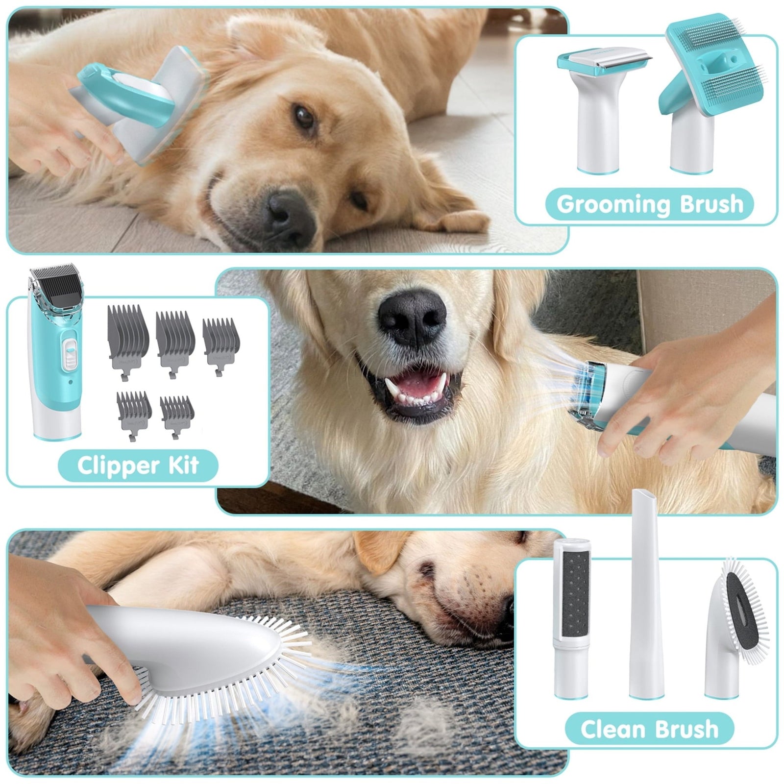 Dog Grooming Kit Vacuum, 6 in 1 Pet Grooming Vacuum, 11000PA Dog Clippers for Grooming, Dog Vacuum for Shedding Grooming, Suction 99% Dog Hair, Low Noise Pet Vacuum Grooming Kit for Dog Cat 2668south