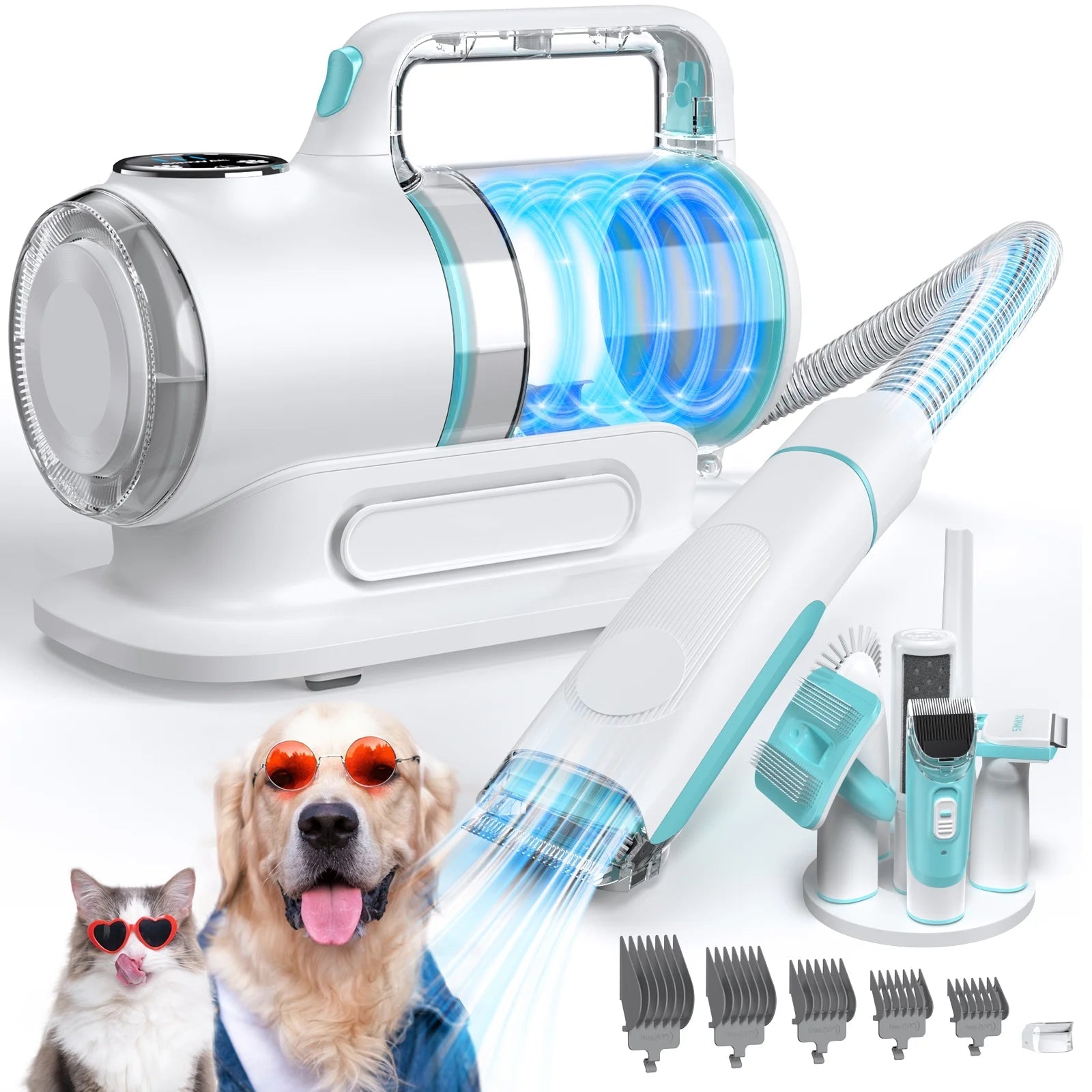 Dog Grooming Kit Vacuum, 6 in 1 Pet Grooming Vacuum, 11000PA Dog Clippers for Grooming, Dog Vacuum for Shedding Grooming, Suction 99% Dog Hair, Low Noise Pet Vacuum Grooming Kit for Dog Cat 2668south