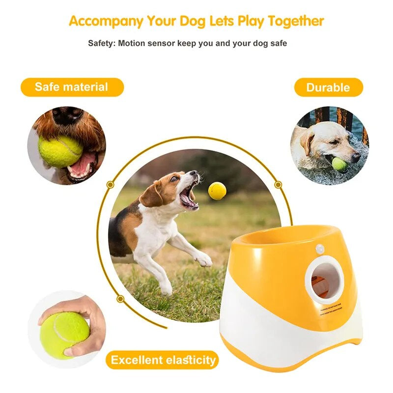 Dog Tennis Launcher Automatic Pet Dogs Chase Toy Mini Tennis Throwing Pinball Machine Fun Interactive Throw Rechargable Catapult 2668south