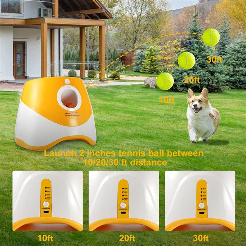 Dog Tennis Launcher Automatic Pet Dogs Chase Toy Mini Tennis Throwing Pinball Machine Fun Interactive Throw Rechargable Catapult 2668south