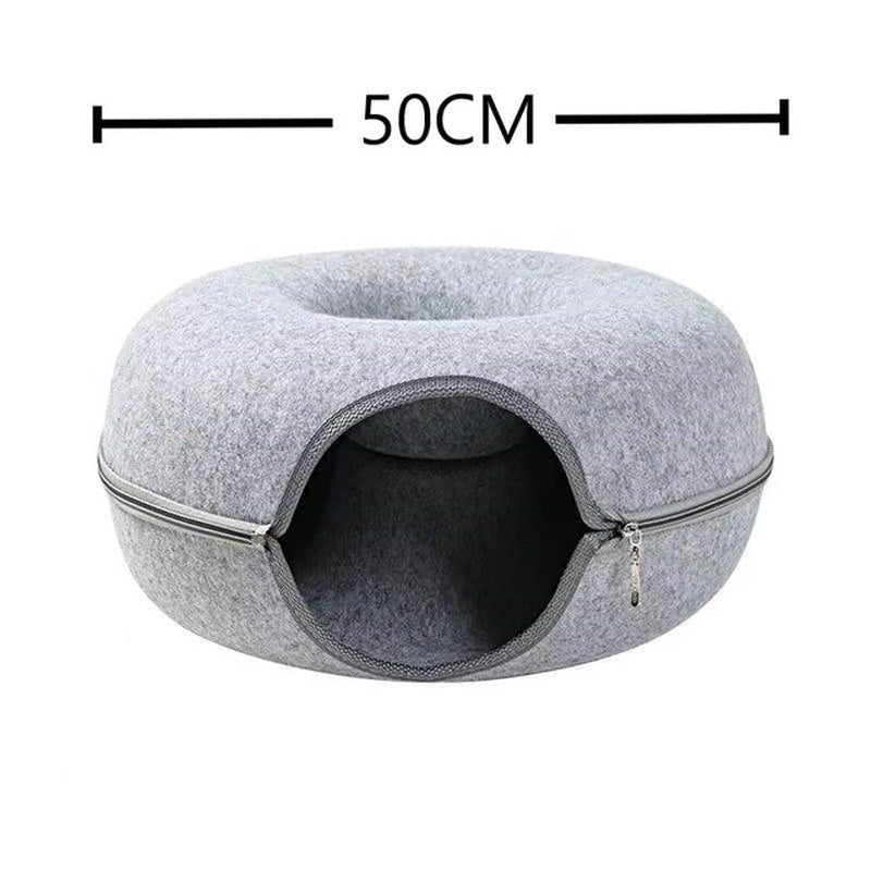 Donut Pet Cat Tunnel Interactive Play Toy Cat Bed Dual Use Ferrets Rabbit Bed Tunnels Indoor Toys Cats House Kitten Training Toy 2668south