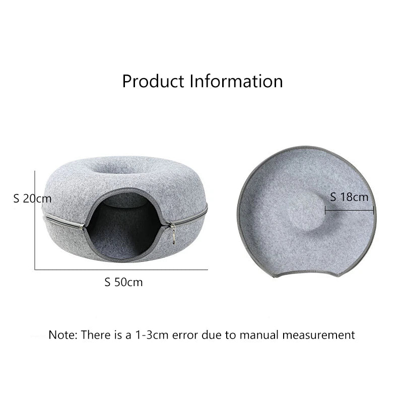 Donut Pet Cat Tunnel Interactive Play Toy Cat Bed Dual Use Ferrets Rabbit Bed Tunnels Indoor Toys Cats House Kitten Training Toy 2668south