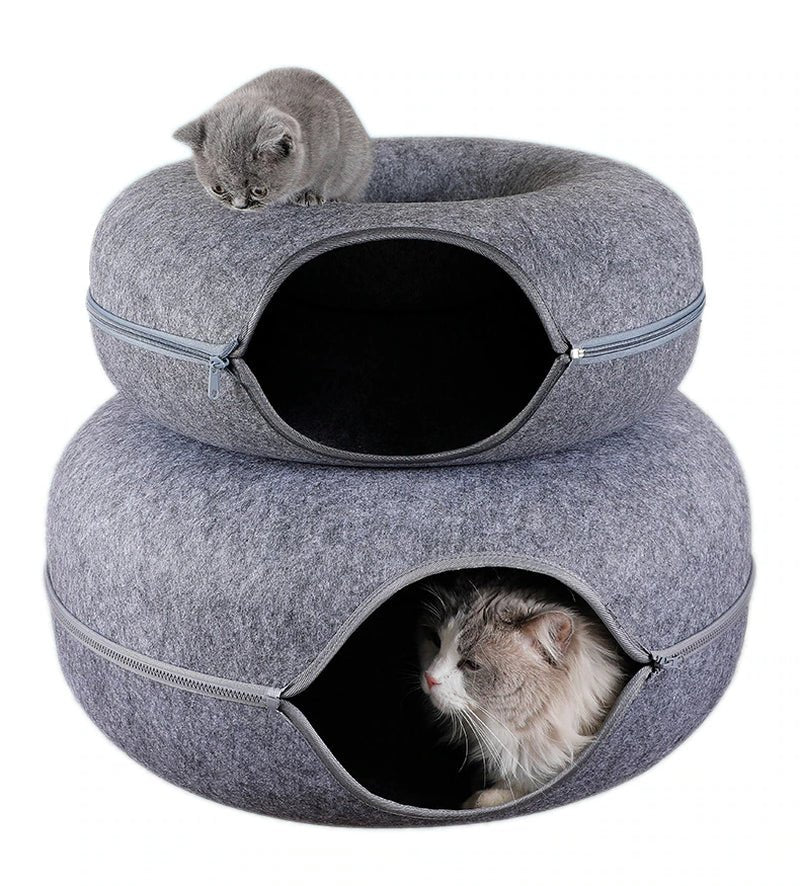 Donut Pet Cat Tunnel Interactive Play Toy Cat Bed Dual Use Ferrets Rabbit Bed Tunnels Indoor Toys Cats House Kitten Training Toy 2668south