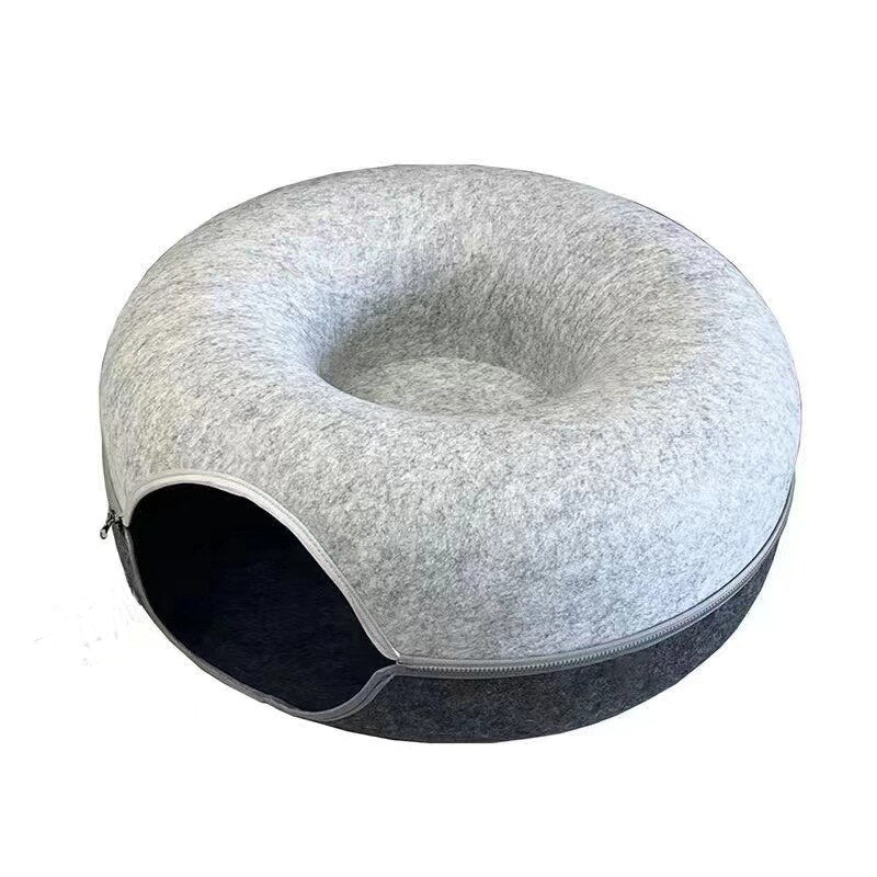 Donut Pet Cat Tunnel Interactive Play Toy Cat Bed Dual Use Ferrets Rabbit Bed Tunnels Indoor Toys Cats House Kitten Training Toy 2668south