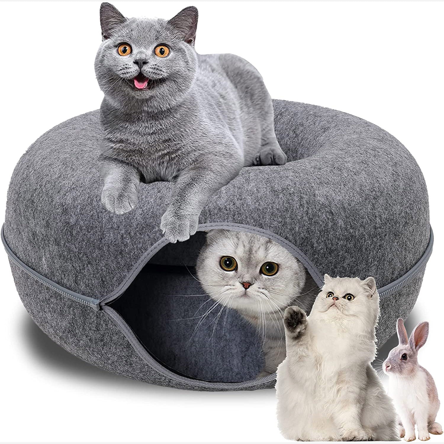 Donut Pet Cat Tunnel Interactive Play Toy Cat Bed Dual Use Ferrets Rabbit Bed Tunnels Indoor Toys Cats House Kitten Training Toy 2668south