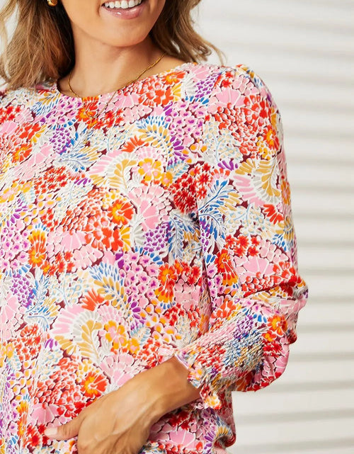 Load image into Gallery viewer, Double Take Floral Print Long Puff Sleeve Blouse 2668south
