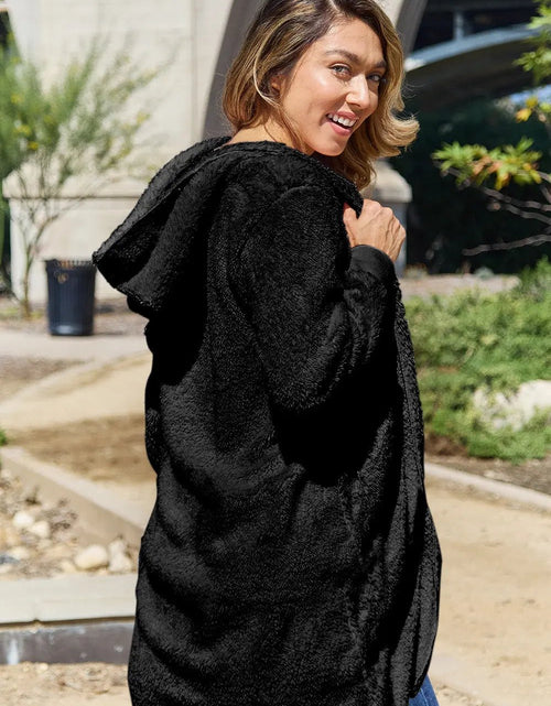 Load image into Gallery viewer, Double Take Full Size Hooded Teddy Bear Jacket with Thumbholes 2668south
