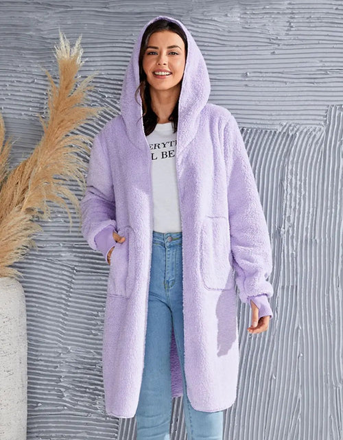 Load image into Gallery viewer, Double Take Full Size Hooded Teddy Bear Jacket with Thumbholes 2668south
