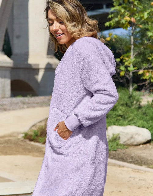 Load image into Gallery viewer, Double Take Full Size Hooded Teddy Bear Jacket with Thumbholes 2668south
