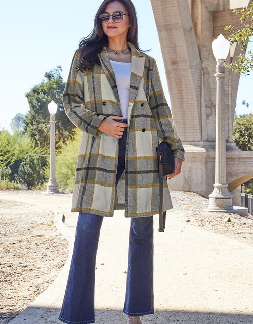 Load image into Gallery viewer, Double Take Full Size Plaid Button Up Lapel Collar Coat 2668south
