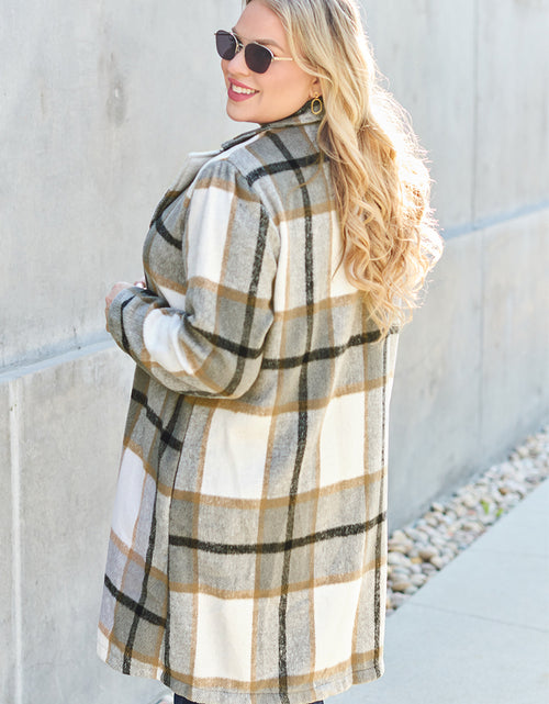 Load image into Gallery viewer, Double Take Full Size Plaid Button Up Lapel Collar Coat 2668south
