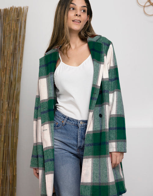 Load image into Gallery viewer, Double Take Full Size Plaid Button Up Lapel Collar Coat 2668south
