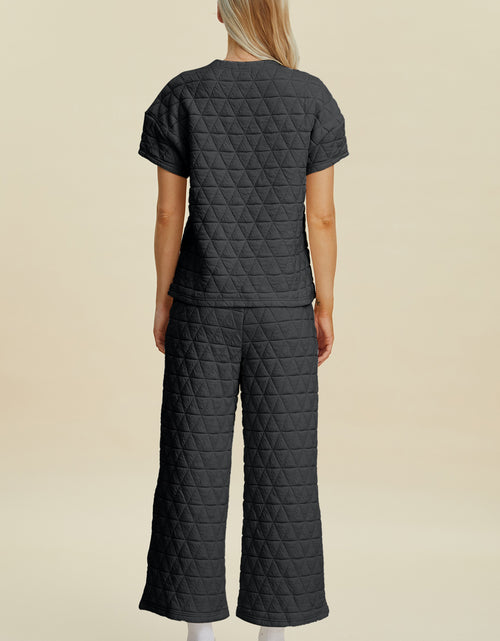 Load image into Gallery viewer, Double Take Full Size Texture Round Neck Short Sleeve Top and Pants Set 2668south
