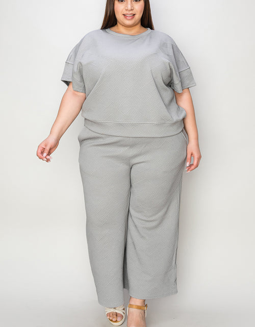 Load image into Gallery viewer, Double Take Full Size Texture Short Sleeve Top and Pants Set 2668south
