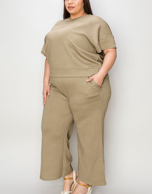 Load image into Gallery viewer, Double Take Full Size Texture Short Sleeve Top and Pants Set 2668south
