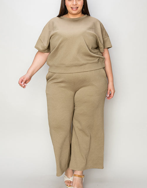 Load image into Gallery viewer, Double Take Full Size Texture Short Sleeve Top and Pants Set 2668south
